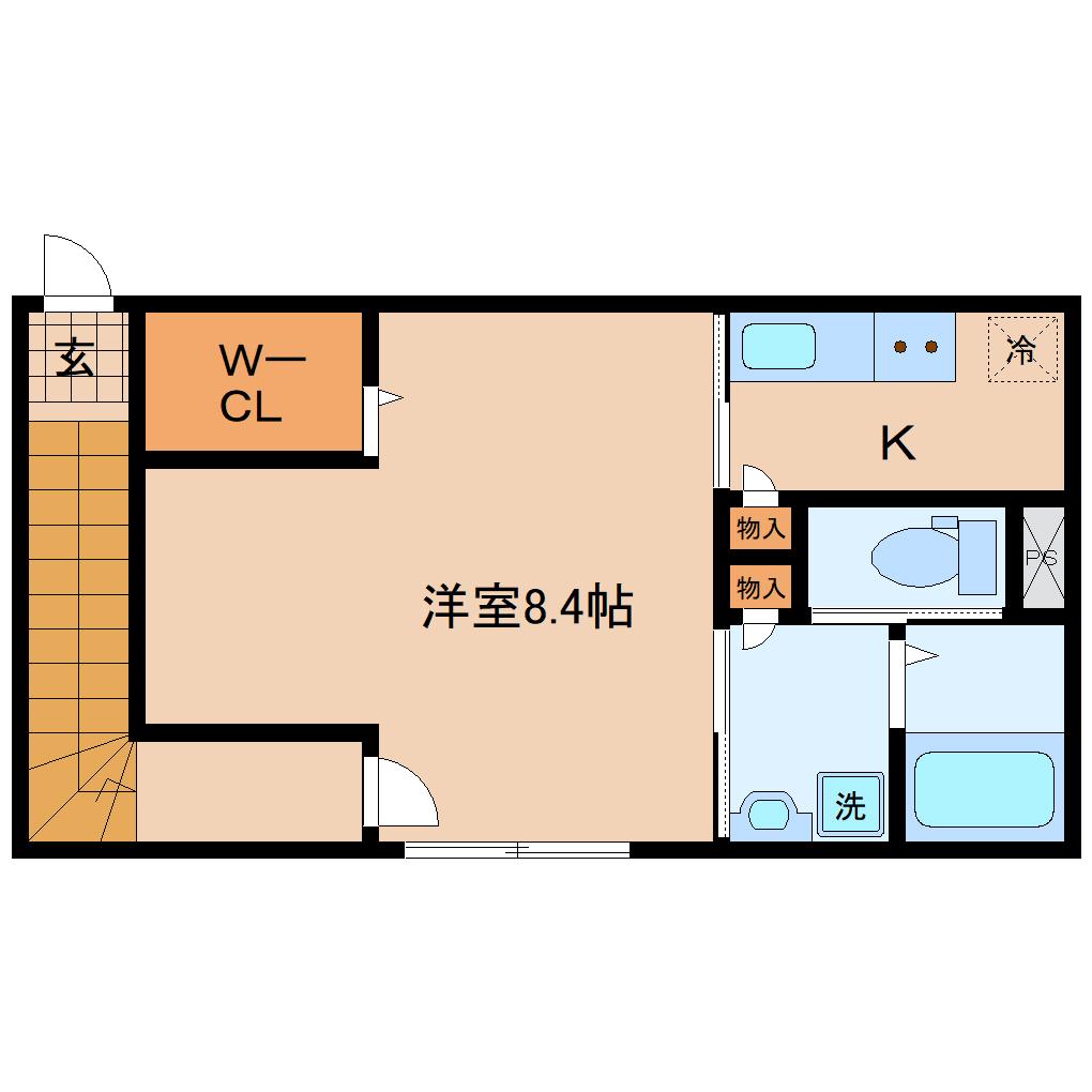 グラン南仙台(1K/2階)の間取り写真