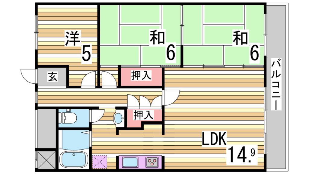 フェアリッチフィールドA棟(3LDK/4階)の間取り写真