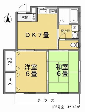 ハイツ井荻(2DK/1階)の間取り写真