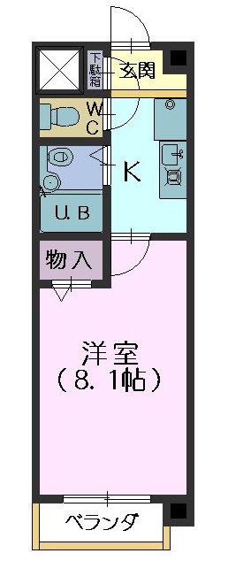 クレストコート(1K/2階)の間取り写真