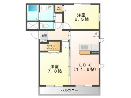 クイーンズ(2LDK/2階)の間取り写真