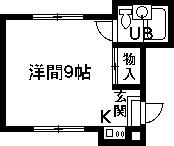 シェルコート玉村(ワンルーム/3階)の間取り写真