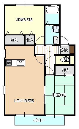リージャ・パレA棟(2LDK/2階)の間取り写真