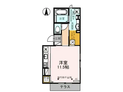 パインフィールド(ワンルーム/1階)の間取り写真