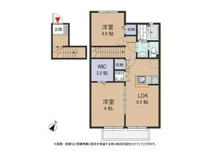 エーリ東山公園(2LDK/2階)の間取り写真