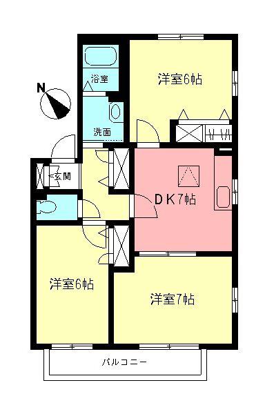 シエルⅡ(3DK/2階)の間取り写真
