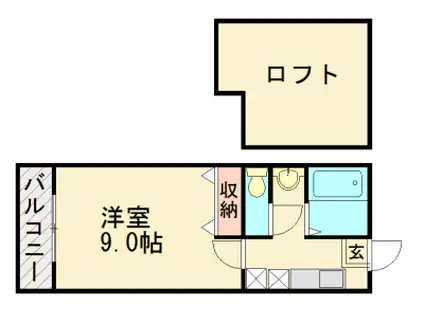 ブルーシャトー和白(1K/2階)の間取り写真