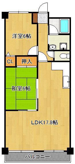 ネオヒルズ大原(2LDK/2階)の間取り写真