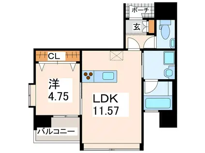 プルミエール九品寺(1LDK/2階)の間取り写真