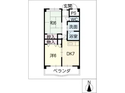 テイクオフ 7(2DK/2階)の間取り写真