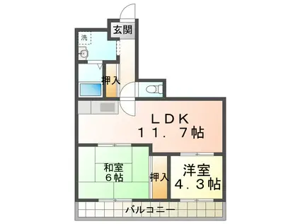 サムティ南多聞台(2LDK/4階)の間取り写真