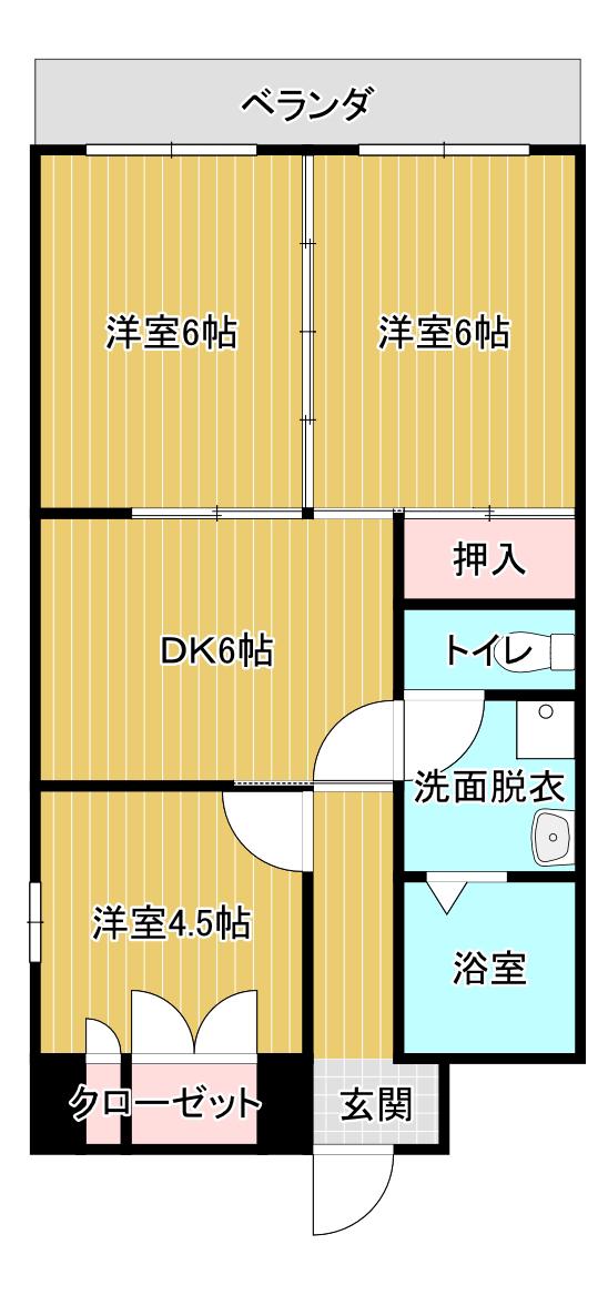 ロゼ赤坂(3DK/4階)の間取り写真