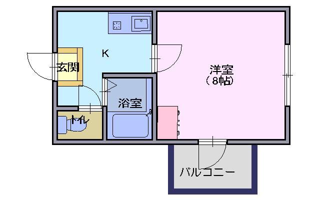ハーベスト(1K/1階)の間取り写真