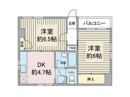 ヴィラベルエトワール(2DK/1階)の間取り写真