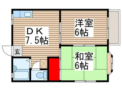 ユタカハイツ(2DK/1階)の間取り写真