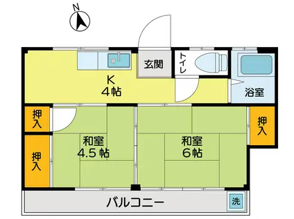コーポ樫の木(2K/2階)の間取り写真