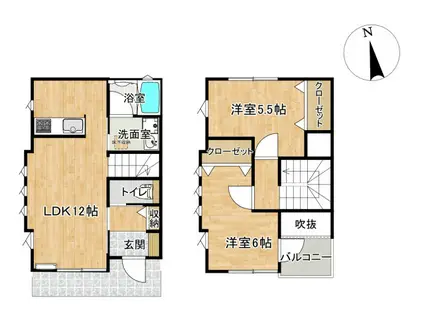 クルーズA(2LDK/1階)の間取り写真