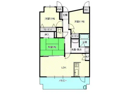 サヴァンパレス西津田(3LDK/2階)の間取り写真