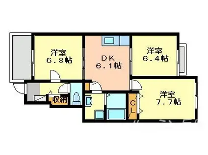 サンフィオーレ王子(3DK/1階)の間取り写真