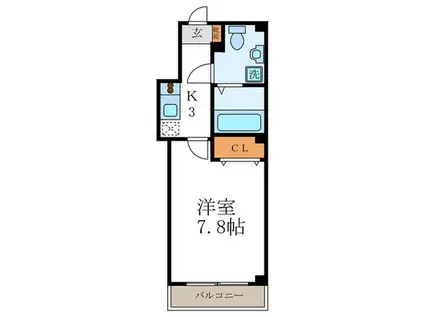 リュウエン西福(1K/3階)の間取り写真