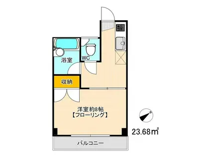 ベルザ南片江(1K/3階)の間取り写真