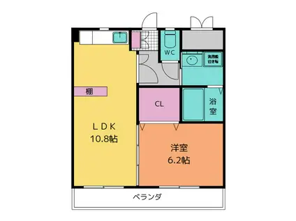 レジデンス旭ヶ丘(1LDK/2階)の間取り写真