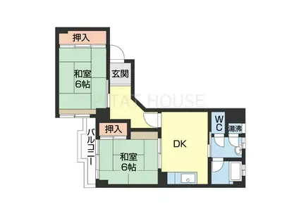 AREA伏虎(2DK/2階)の間取り写真