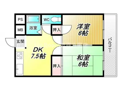 高安一番館(2DK/2階)の間取り写真