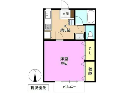 フォレストオブヒーリング 北棟(1K/1階)の間取り写真