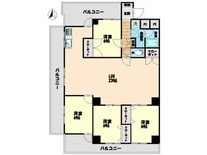 ガーデンヒルズ住吉I(4LDK/5階)の間取り写真