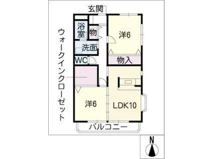 サンタウン(2LDK/2階)の間取り写真