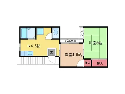 三木ハイツ(2K/2階)の間取り写真