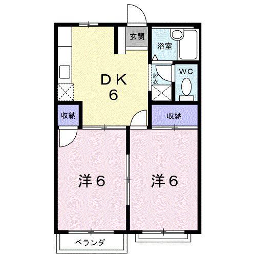 サンラビアン川口B(2DK/2階)の間取り写真