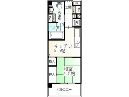 ウイング水門(1DK/2階)の間取り写真