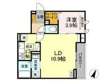 D-カヴェリ本千葉(1LDK/1階)の間取り写真