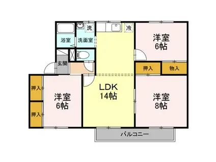 セジュール湊高台A(3LDK/2階)の間取り写真