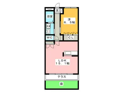 ロイヤル・ツインズ(1LDK/1階)の間取り写真