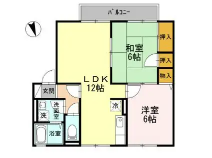 サニーハイツ田寺A(2LDK/2階)の間取り写真