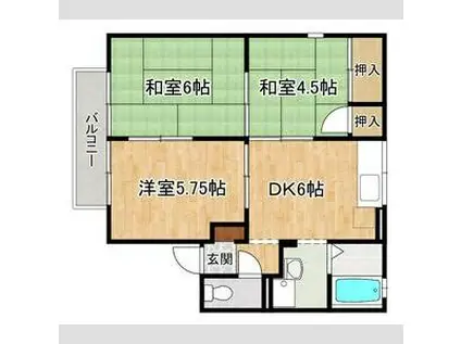 エステート塩屋山手(3DK/1階)の間取り写真