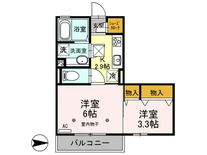 D-ROOM PRESENCE301(2K/3階)の間取り写真