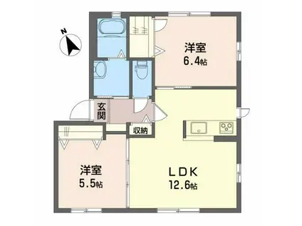 ヴィラージュヌフVI(2LDK/1階)の間取り写真