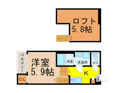 ハーモニーテラス大高町(1SK/1階)の間取り写真