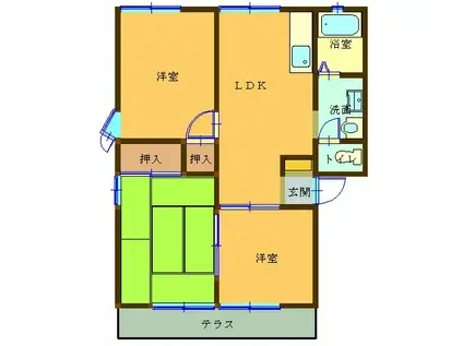 エーデルハイム(3LDK/1階)の間取り写真