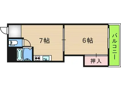 パークサイドイズミ(1DK/3階)の間取り写真