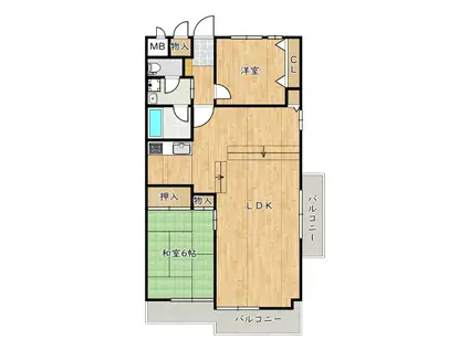 朝日プラザ松原B棟(2LDK/5階)の間取り写真