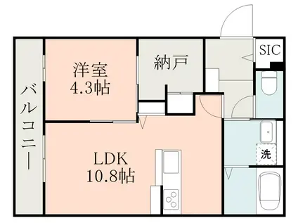 フォルトゥーナII(1LDK/2階)の間取り写真