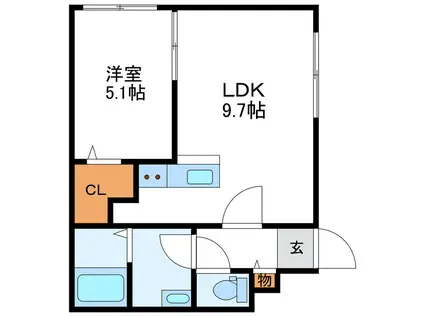 J-ECOA北27条 エコア北27条(1LDK/4階)の間取り写真