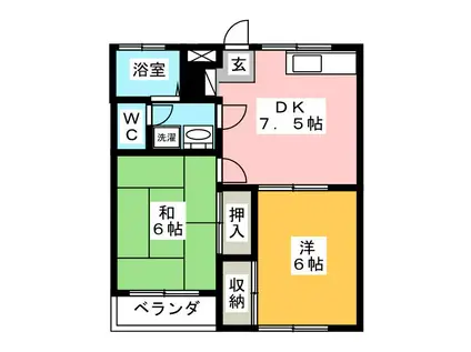 ホワイトハイツ(2DK/2階)の間取り写真