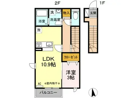 カーサ・ベルデ(1LDK/2階)の間取り写真