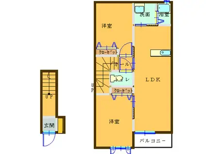 リヴィエール参番館(2LDK/2階)の間取り写真